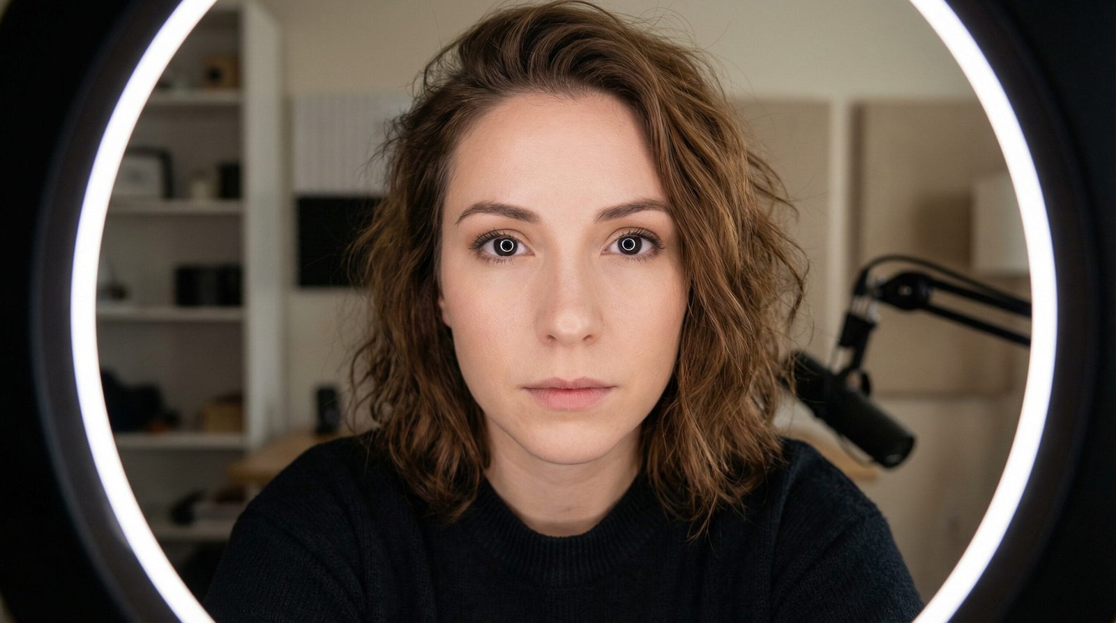 Le même visage éclairé par une ring light RingLight : image nette, teint lissé et couleurs fidèles